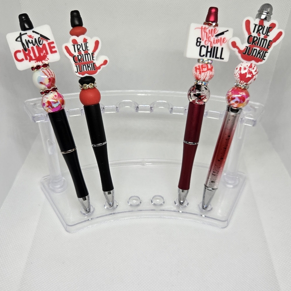 True Crime Junkie Beaded Pen - With Black Ink
